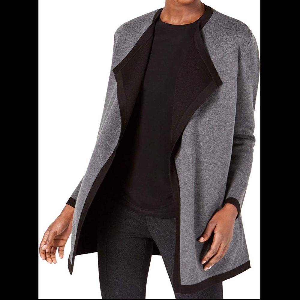 Anne Klein Double Knit Drape Front Cardigan